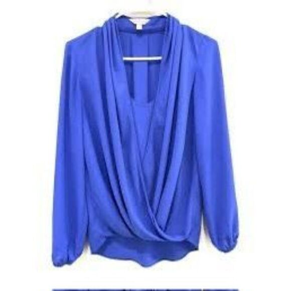 Lilly Pulitzer Size S Myah Long Sleeve Wrap Blouse Royal Purple Draped Relaxed - Picture 5 of 13